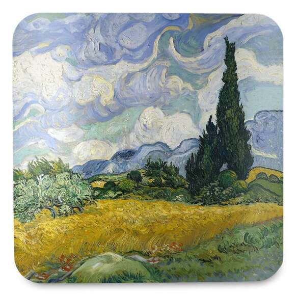 Podkładka pod kubek Pole pszenicy z cyprysami Vincent Van Gogh