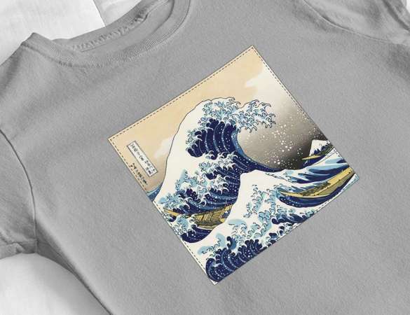 Bluzka damska z naszywką Wielka fala w Kanagawie Hokusai Katsushika