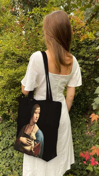 Torba na ramię shopper Dama z gronostajem Leonardo da Vinci