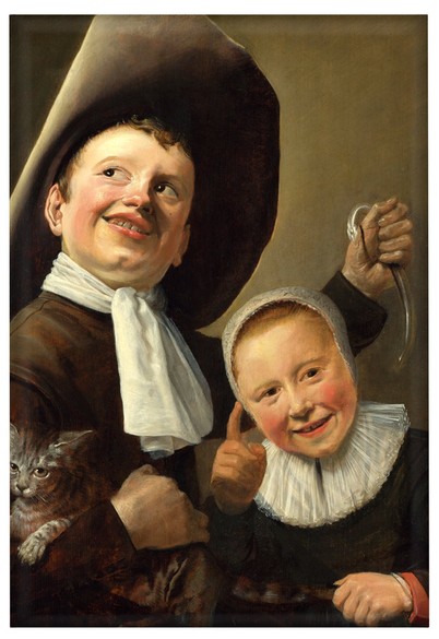 Magnes Chłopiec i dziewczynka z kotem i węgorzem Judith Leyster