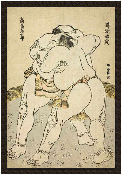 Naszywka Zapaśnicy sumo Uzugafuchi Kandayu i Takasaki Ichijuro Katsushika Hokusai