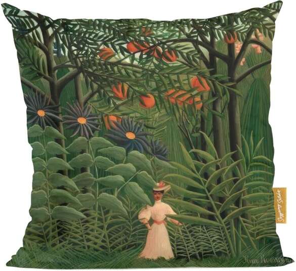 Poduszka Woman Walking in an Exotic Forest Henri Rousseau