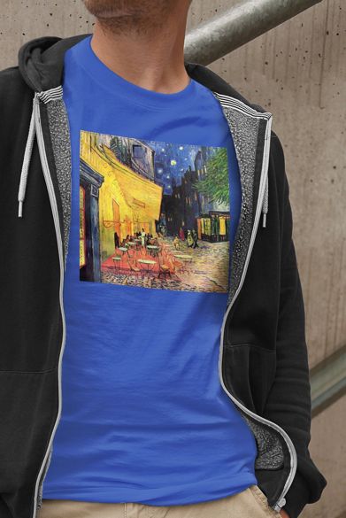 Koszulka z naszywką Taras kawiarni w nocy Vincent Van Gogh