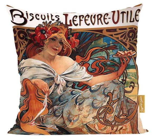 Poduszka Biscuits Lefevre Utile Alfons Mucha