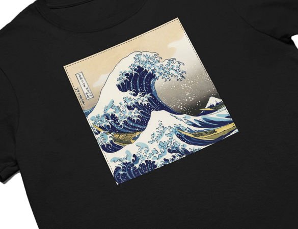Koszulka z naszywką Wielka fala w Kanagawie Hokusai Katsushika