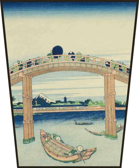 Ekran Pod mostem Mannen w Fukagawa Katsushika Hokusai