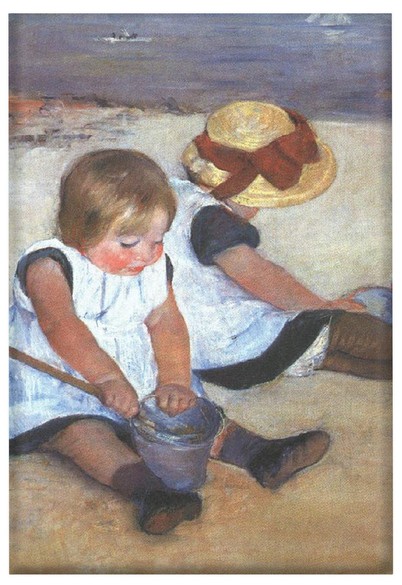 Magnes Dziewczynki bawiące się na plaży Mary Cassatt