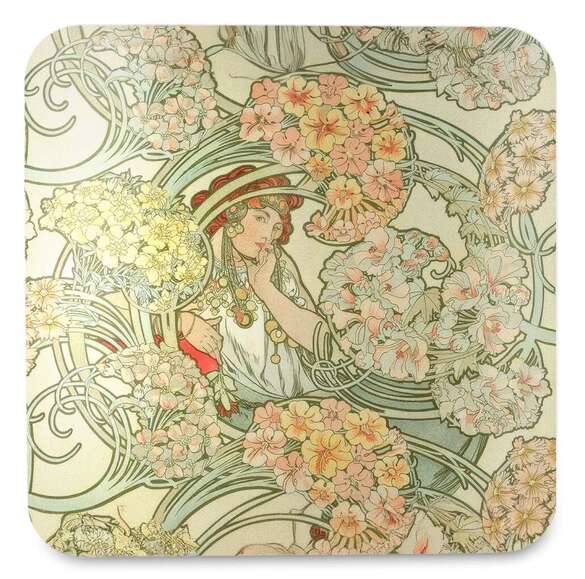 Podkładka pod kubek Langage des fleurs (Język kwiatów) Alfons Mucha