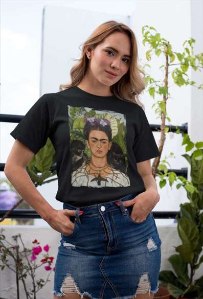 Koszulka Autoportret z cierniowym naszyjnikiem i kolibrem Frida Kahlo