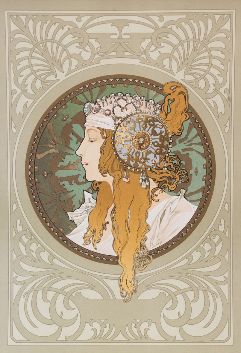 Alfons Mucha – Bizantyjskie głowy: blondynka