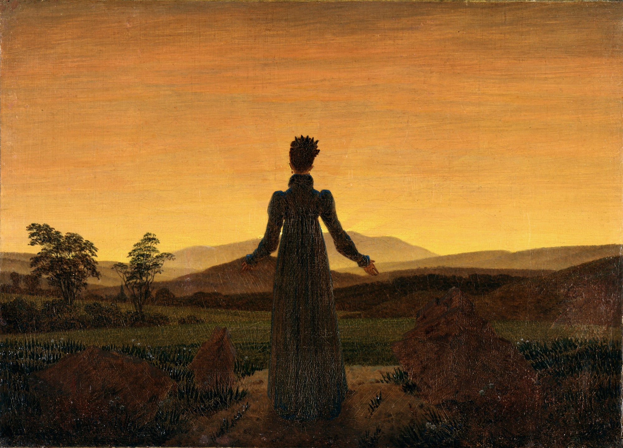 Caspar David Friedrich – Kobieta na tle zachodzącego słońca