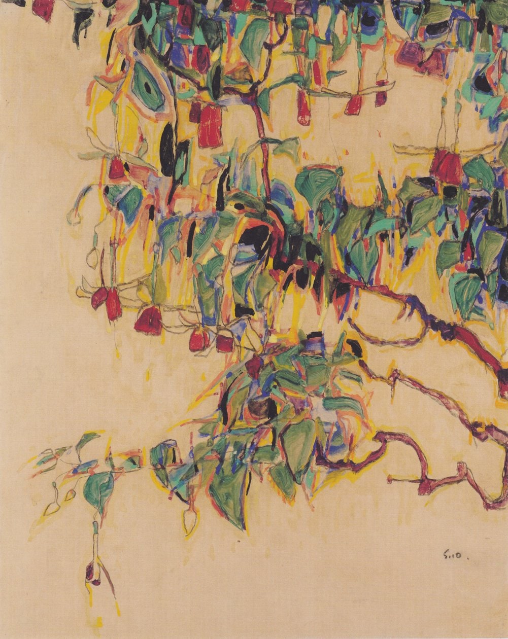 Egon Schiele – Fuchsia Branches (Sun Tree)