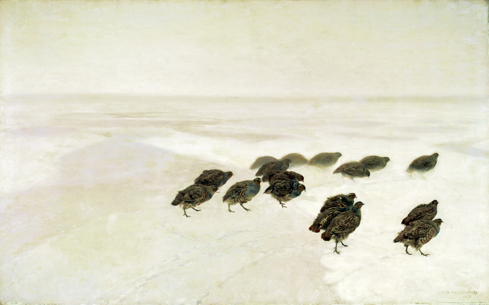 Józef Chełmoński – Kuropatwy na śniegu