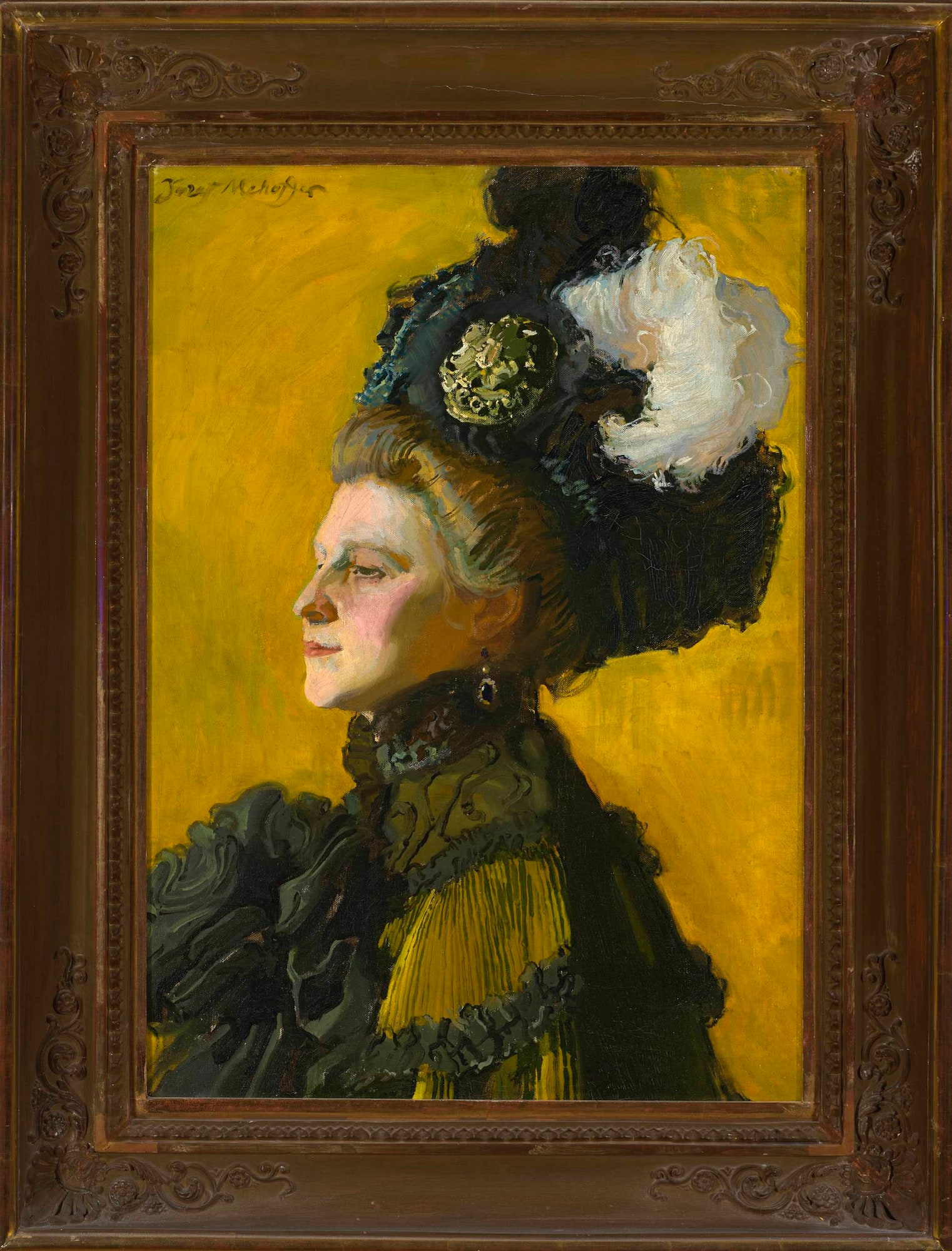 Józef Mehoffer – Portret żony artysty Jadwigi na żółtym tle