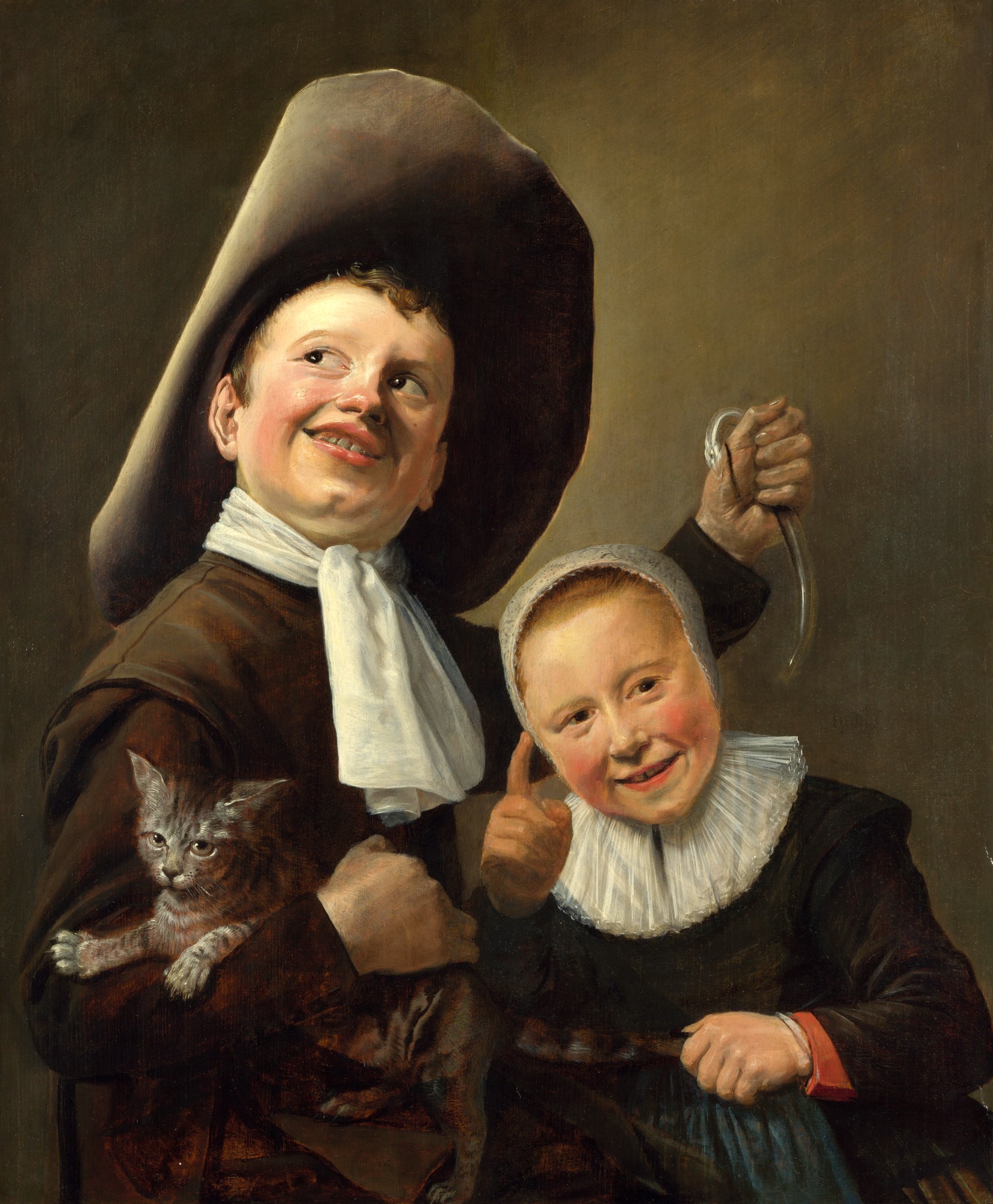 Judith Leyster – Chłopiec i dziewczynka z kotem i węgorzem