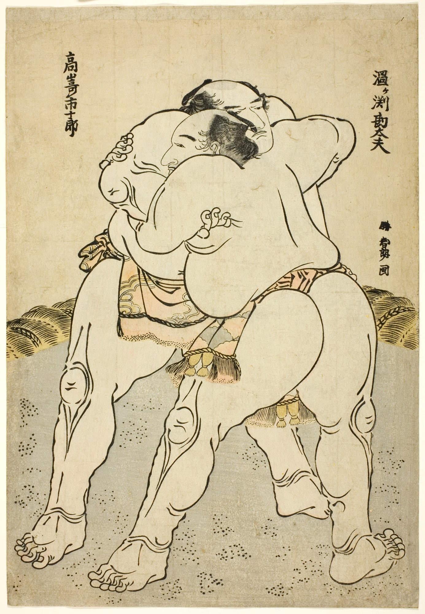 Katsushika Hokusai – Zapaśnicy sumo Uzugafuchi Kandayu i Takasaki Ichijuro