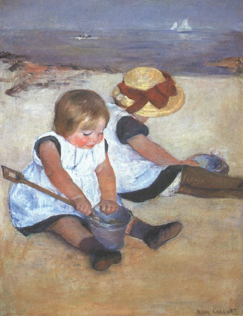 Mary Cassatt – Dziewczynki bawiące się na plaży
