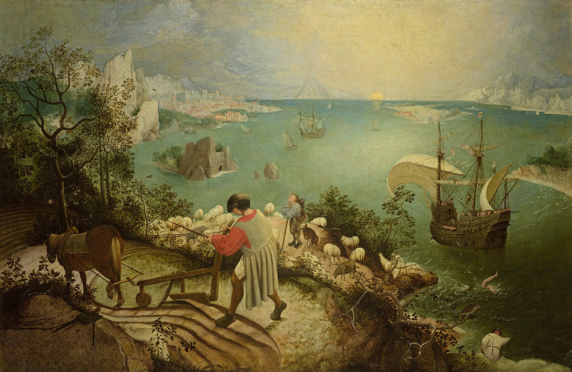 Pieter Bruegel starszy – Pejzaż z upadkiem Ikara