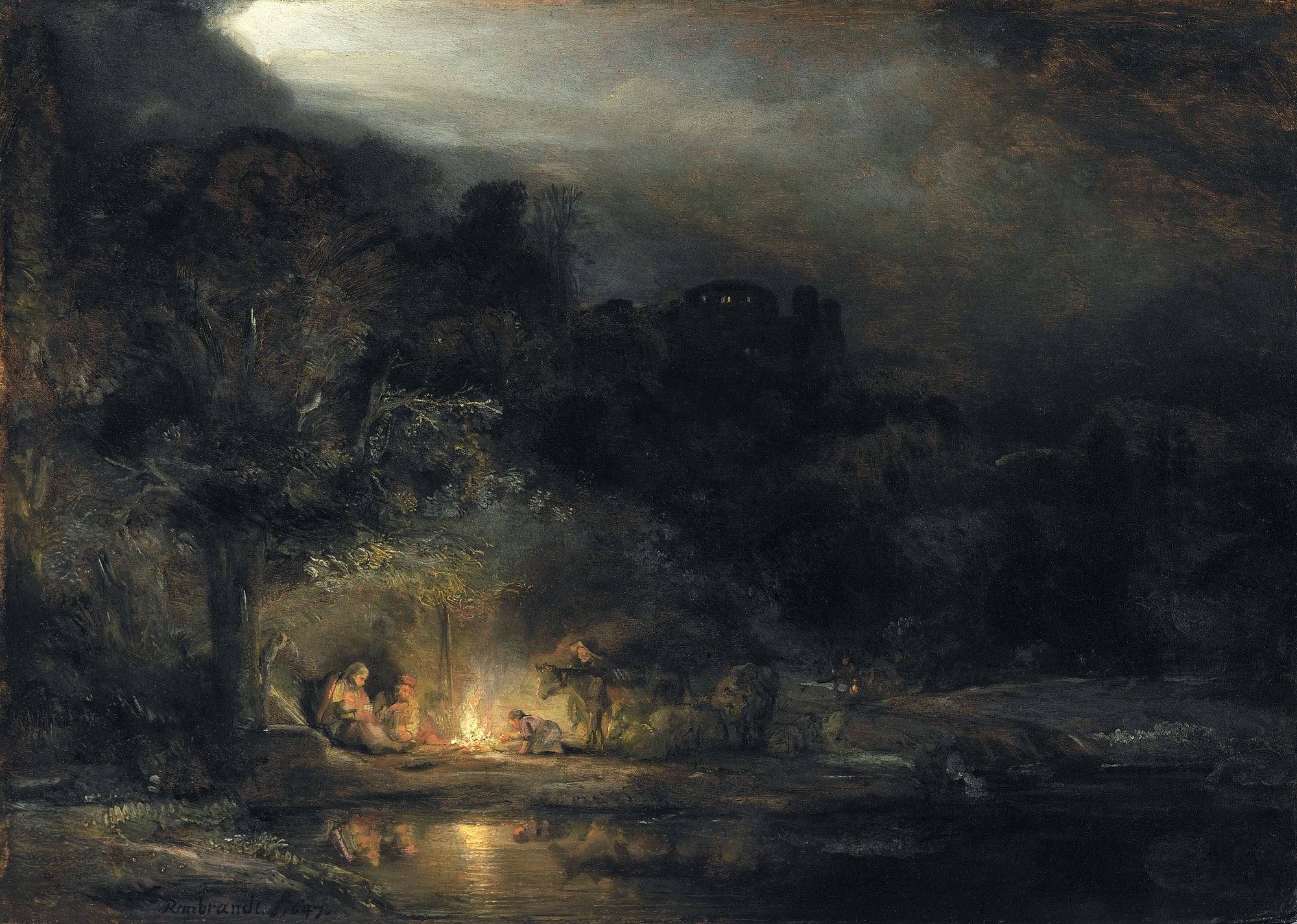 Rembrandt – Krajobraz z odpoczynkiem podczas Ucieczki do Egiptu