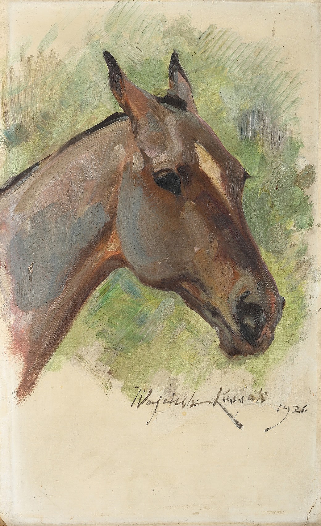 Wojciech Kossak – Głowa gniadego konia