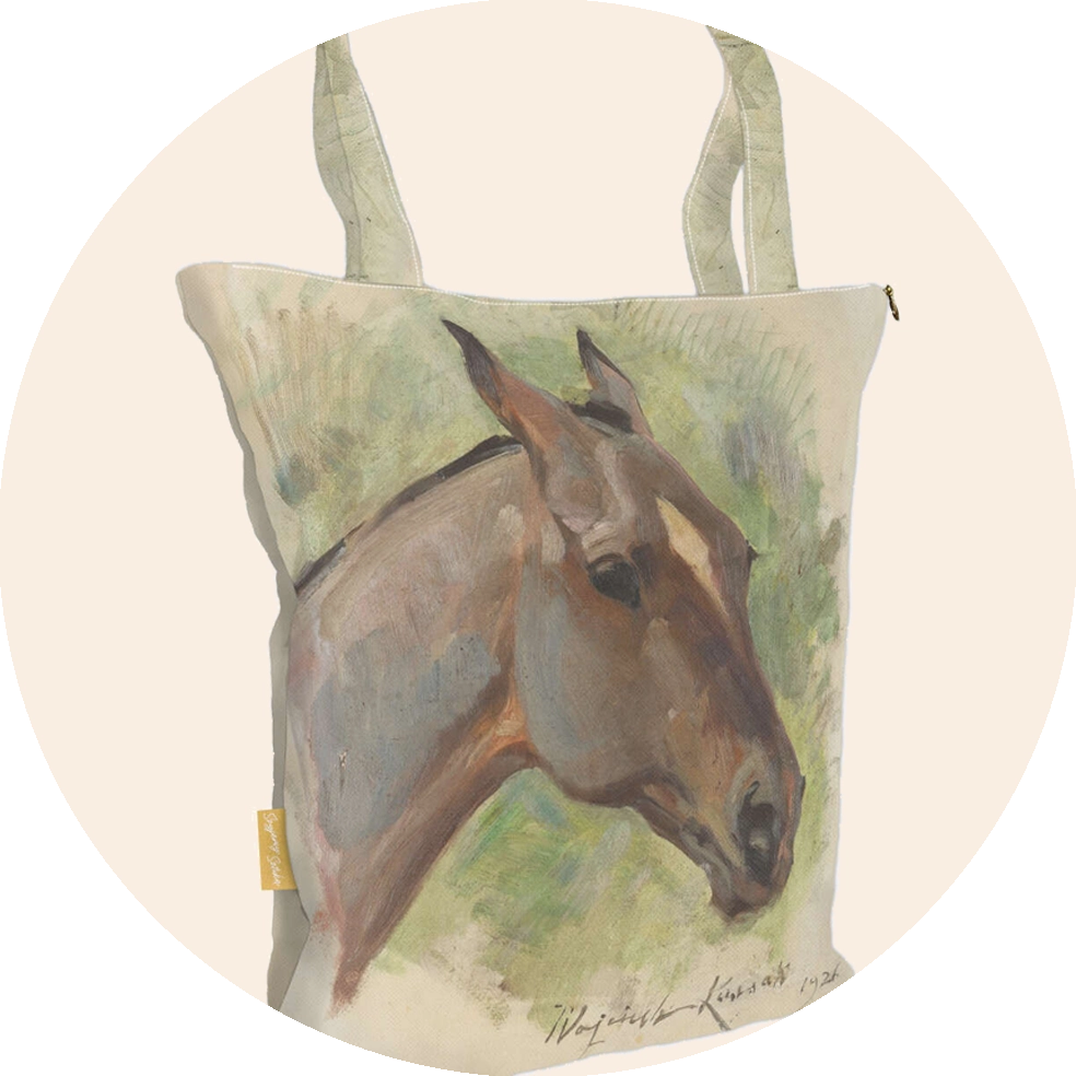 Torba shopper z nadrukiem sztuki. Pojemna i materiałowa!