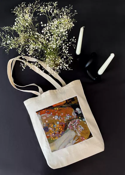 Torba z naszywką Węże Wodne II Gustav Klimt écru