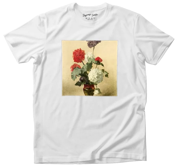 Koszulka z naszywką Peonie (maki) Anna Bilińska-Bohdanowiczowa