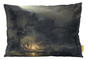 Poduszka Krajobraz z odpoczynkiem podczas Ucieczki do Egiptu Rembrandt