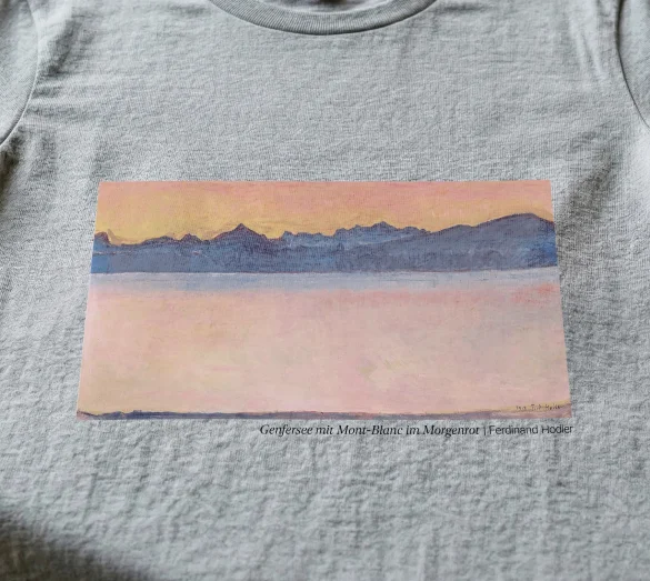 Koszulka z nadrukiem Genfersee mit Mont-Blanc im Morgenrot Ferdinand Hodler