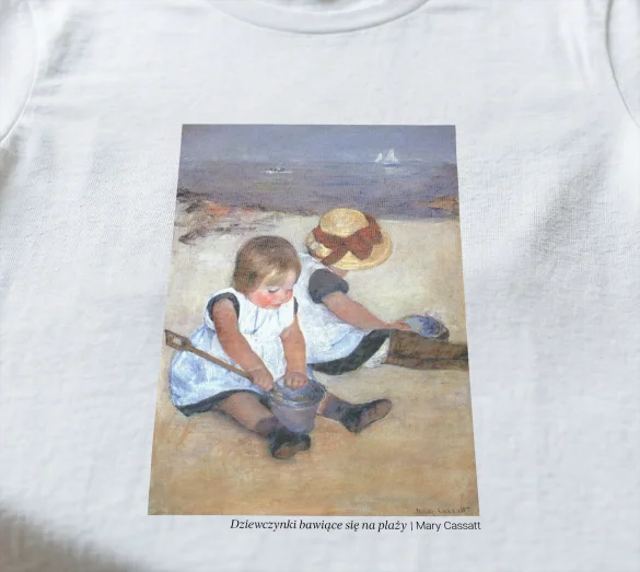 Bluzka damska Dziewczynki bawiące się na plaży Mary Cassatt