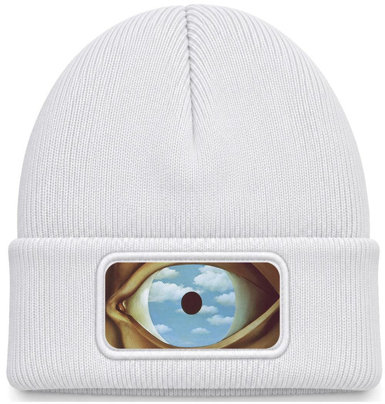 Czapka zimowa Fałszywe lustro René Magritte – biała
