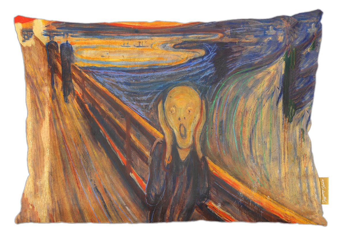 Poduszka dekoracyjna na prezent z obrazem Krzyk Edvard Munch Szyjemy Sztukę