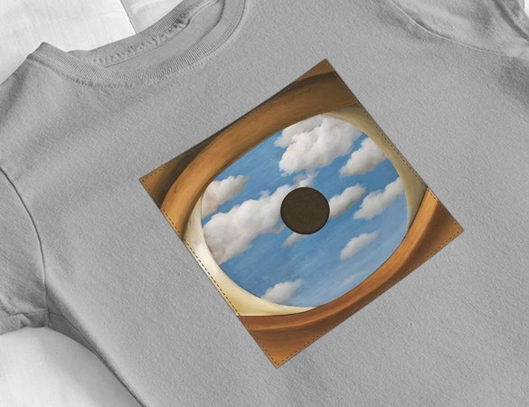 Bluzka damska z naszywką Fałszywe Lustro René Magritte