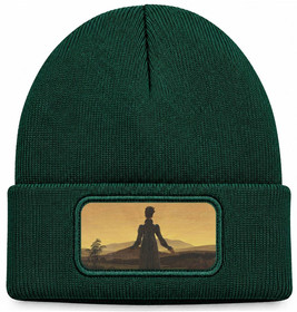 Czapka zimowa Kobieta na tle zachodzącego słońca Caspar David Friedrich – zielona