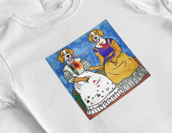 Bluzka damska z naszywką DOG PARODY: Dwie Fridy