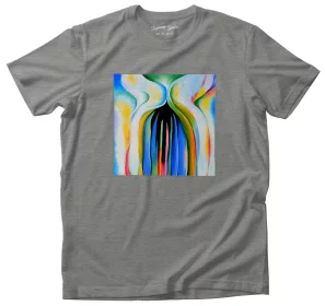 Koszulka z naszywką Szare linie z czarnym, niebieskim i żółtym Georgia O’Keeffe