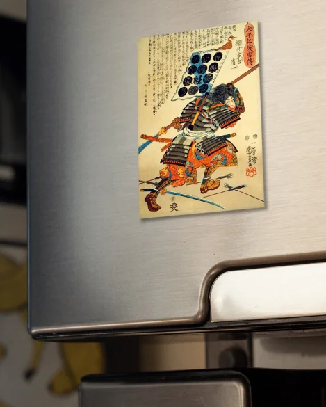 Magnes Samuraj Kiyokazu z naginatą Utagawa Kuniyoshi