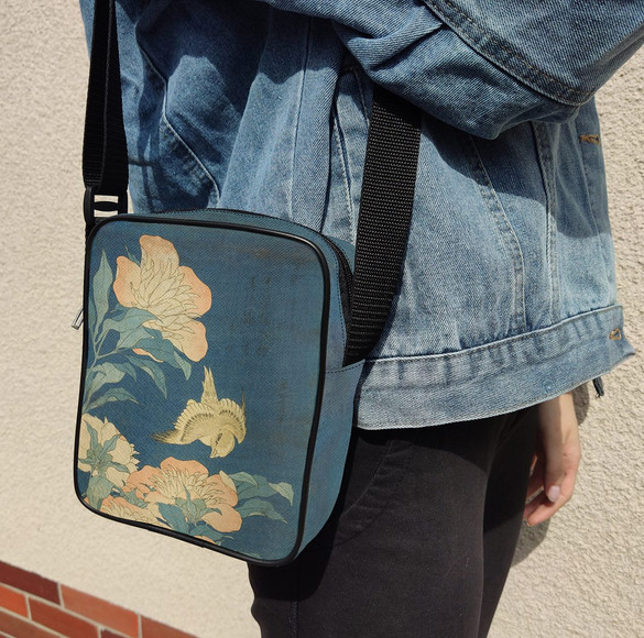 Torba Listonoszka Kanarek i piwonia Katsushika Hokusai