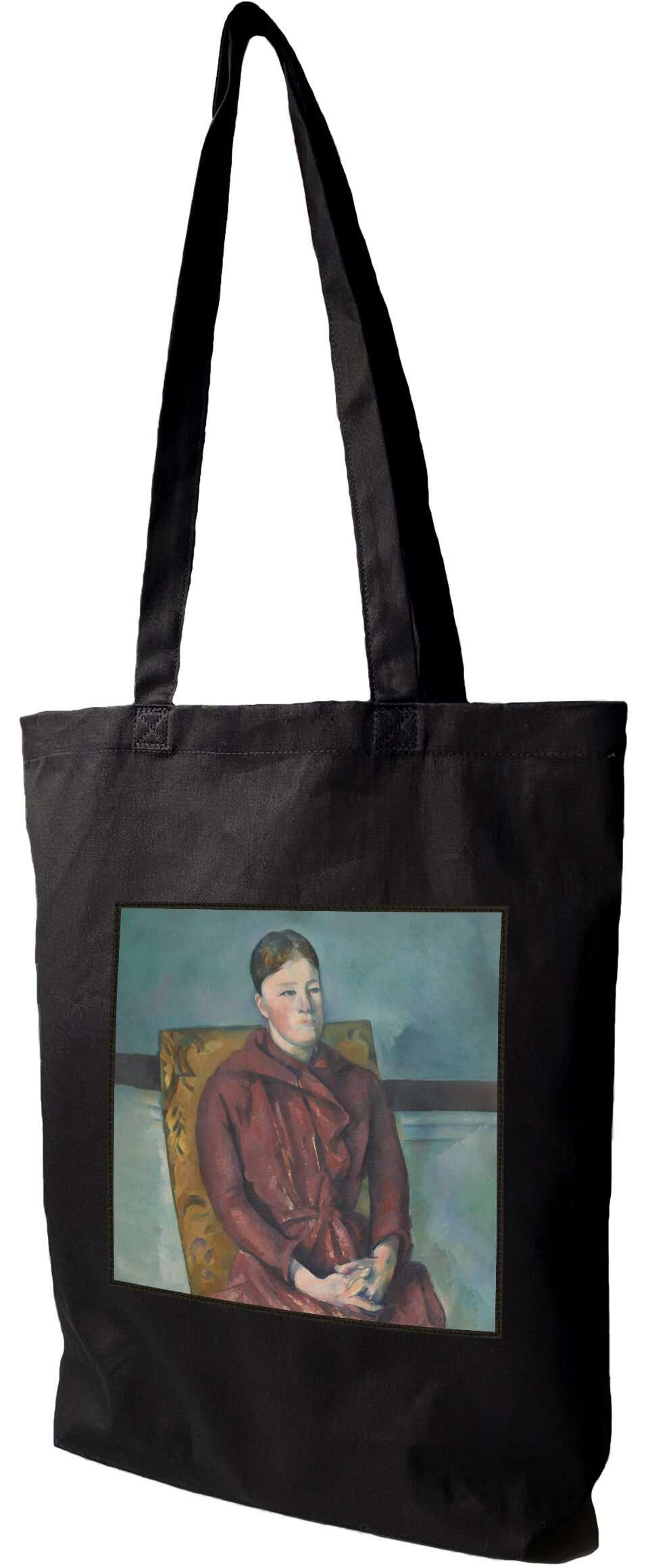 Torba z naszywką Madame Cezanne w żółtym fotelu Paul Cezanne, Czarna