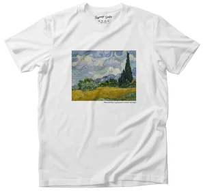 Koszulka z nadrukiem Pole pszenicy z cyprysami Vincent Van Gogh