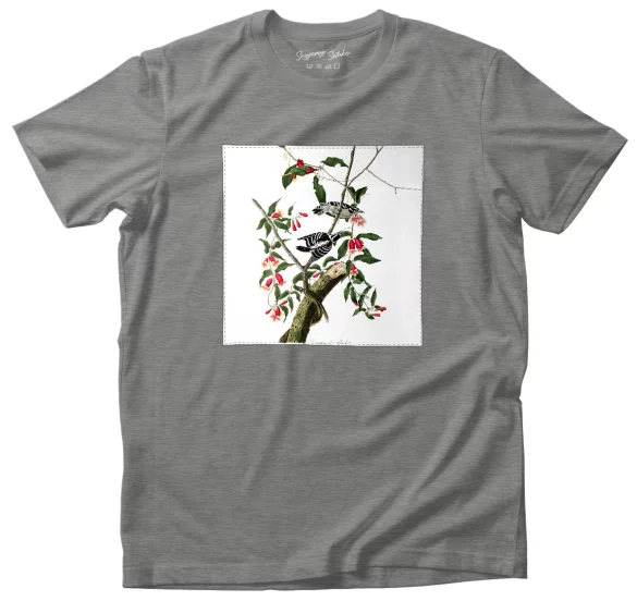 Koszulka z naszywką Downy Woodpecker James Audubon