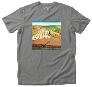Koszulka z naszywką Fall Plowing Grant Wood