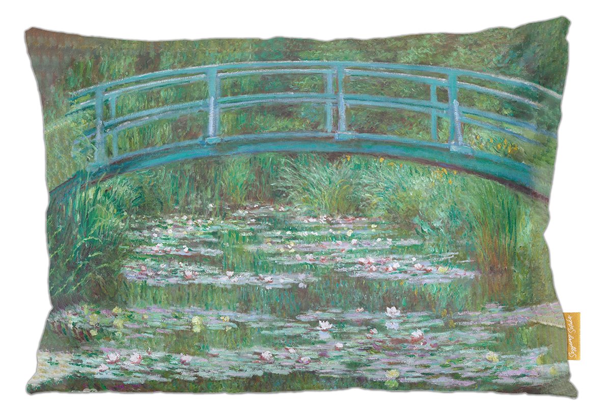 Poduszka dekoracyjna na prezent z obrazem Most nad stawem z liliami wodnymi Claude Monet Szyjemy Sztukę