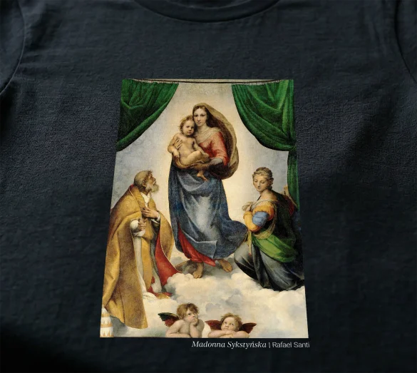 Koszulka z nadrukiem Madonna Sykstyńska Rafael Santi