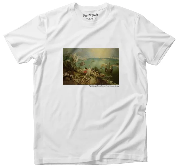 Koszulka z nadrukiem Pejzaż z upadkiem Ikara Pieter Bruegel starszy