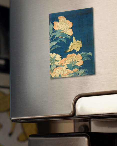 Magnes Kanarek i piwonia Katsushika Hokusai