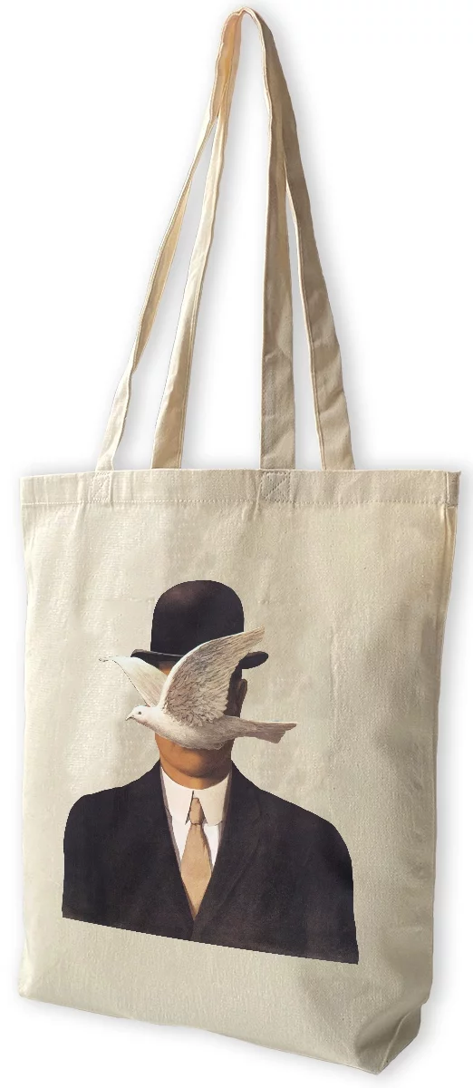 Torba bawełniana Mężczyzna w meloniku René Magritte, Biała