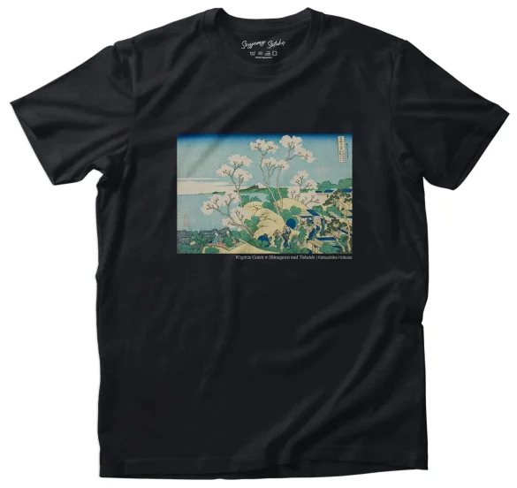 Koszulka z nadrukiem Wzgórze Goten w Shinagawa nad Tokaido Katsushika Hokusai