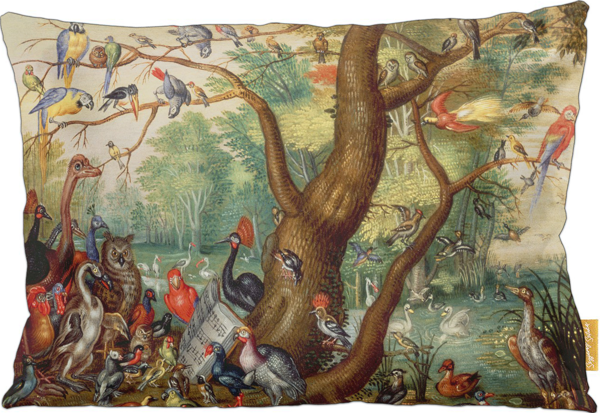 Poduszka dekoracyjna na prezent z obrazem Koncert Ptaków Jan van Kessel (starszy) Szyjemy Sztukę
