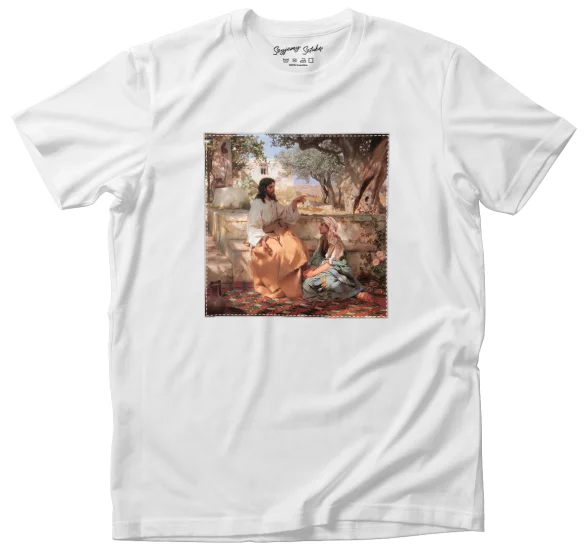 Koszulka z naszywką Chrystus w domu Marii i Marty Henryk Siemiradzki